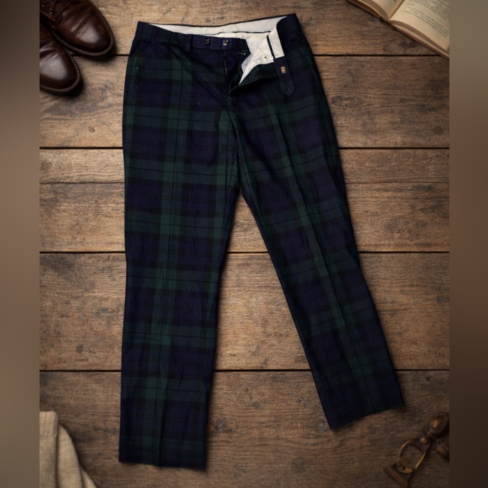 Ralph Lauren Men's Tartan Pants - Black and Green